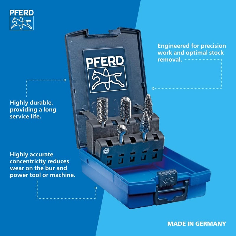 PFERD مجموعة أدوات بور صلبة من 5 قطع - شفة 1/4"، قطع مزدوج 3R من كربيد التنجستن لإزالة المواد بكفاءة والعمل بدقة - الجزء 26551 - Image 4